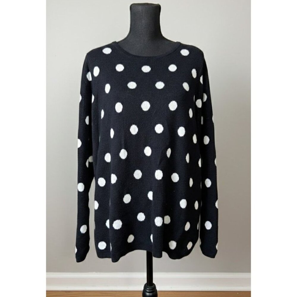 Lane Bryant Metallic Polka Dot Sweater - Black/Silver - Size 18/20 - Back Zipper